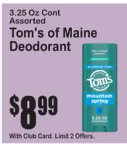 SuperFresh Tom's of Maine Deodorant offer