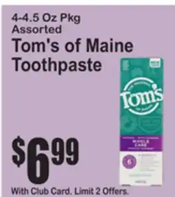 SuperFresh Tom's of Maine Toothpaste offer