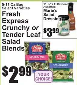 SuperFresh Fresh Express Crunchy or Tender Leaf Salad Blends offer