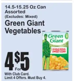 SuperFresh Green Giant Vegetables offer