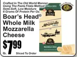 SuperFresh Boar's Head Whole Milk Mozzarella Cheese offer