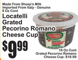 SuperFresh Locatelli Grated Pecorino Romano Cheese Cup offer