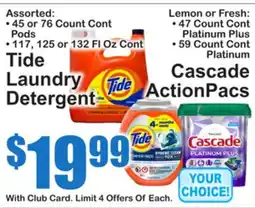 SuperFresh Tide Laundry Detergent, Cascade ActionPacs offer