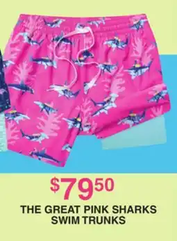 Dunham's Sports THE GREAT PINK SHARKS SWIM TRUNKS offer
