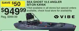 Dunham's Sports VIBE SEA GHOST 10.5 ANGLER SIT-ON KAYAK offer