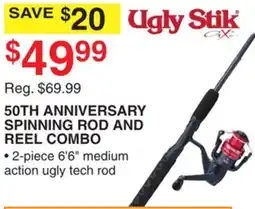 Dunham's Sports UGLY STIK 50TH ANNIVERSARY SPINNING ROD AND REEL COMBO offer