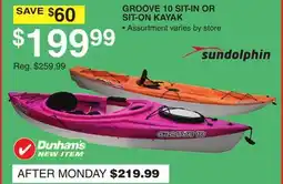 Dunham's Sports SUNDOLPHIN GROOVE 10 SIT-IN OR SIT-ON KAYAK offer