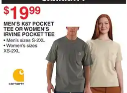 Dunham's Sports MEN'S K87 POCKET TEE OR WOMEN'S IRVINE POCKET TEE offer