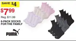 Dunham's Sports PUMA 6-PACK SOCKS FOR THE FAMILY offer