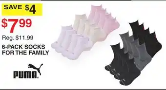 Dunham's Sports PUMA 6-PACK SOCKS FOR THE FAMILY offer