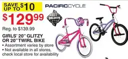 Dunham's Sports PACIFIC CYCLE GIRLS' 20 GLITZY OR 20 TWIRL BIKE offer