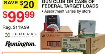 Dunham's Sports GUN CLUB OR CASE OF FEDERAL TARGET LOADS offer