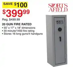 Dunham's Sports SPORTS AFIELD 20 GUN FIRE RATED offer