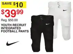 Dunham's Sports NIKE YOUTH RECRUIT INTEGRATED FOOTBALL PANTS offer