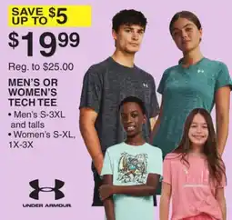 Dunham's Sports UNDER ARMOUR MEN'S OR WOMEN'S TECH TEE offer