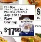 Key Food AquaStar Raw Shrimp offer