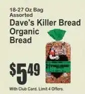 Key Food Dave's Killer Bread Organic Bread offer