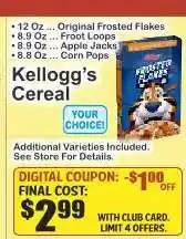 Key Food Kellogg's Cereal offer