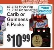 Key Food Carib or Guinness 6 Packs offer