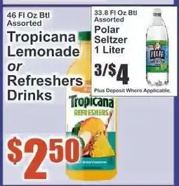 Key Food Tropicana Lemonade or Refreshers Drinks offer