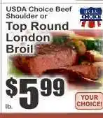 Key Food USDA Choice Beef Shoulder or Top Round London Broil offer