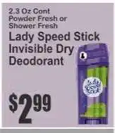 Key Food LADY SPEED STICK INVISIBLE DRY DEODORANT offer