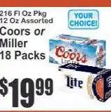 Key Food Coors or Miller 18 Packs offer