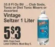 Key Food Vintage Seltzer 1 Liter offer