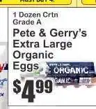 Key Food Pete & Gerry's Extra Large Organic Eggs offer