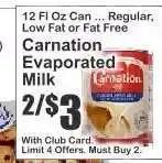 Key Food Carnation Evaporated Milk offer