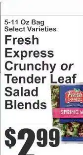 Key Food Fresh Express Crunchy or Tender Leaf Salad Blends offer