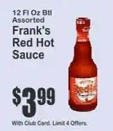 Key Food Frank's Red Hot Sauce offer