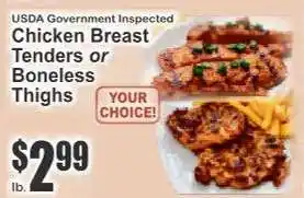 Key Food Chicken Breast Tenders or Boneless Thighs offer