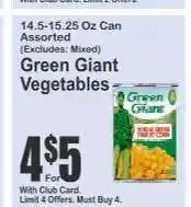 Key Food Green Giant Vegetables offer
