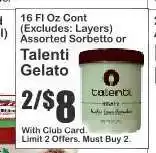 Key Food Talenti Gelato offer