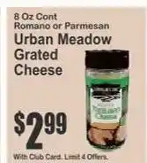 Key Food Urban Meadow Grated Cheese offer