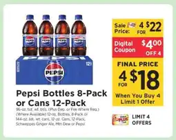 ShopRite Pepsi Bottles 8-Pack or Cans 12-Pack offer