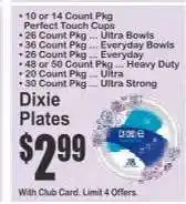 Key Food Dixie Plates offer