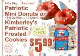 Key Food Patriotic Mini Donuts or Kimberley's Patriotic Frosted Cookies offer