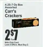Key Food Carr's Crackers offer