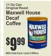Key Food Maxwell House Decaf Coffee offer