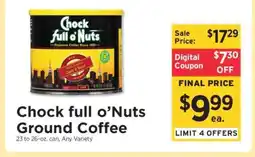 ShopRite Chock full O'Nuts Ground Coffee offer