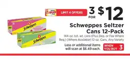 ShopRite Schweppes Seltzer Cans 12-Pack offer