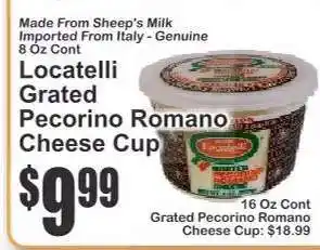 Key Food Locatelli Grated Pecorino Romano Cheese Cup offer