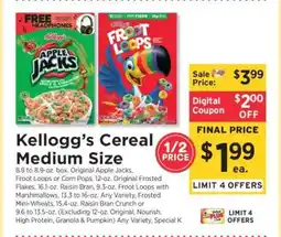 ShopRite Kellogg's Cereal Medium Size offer