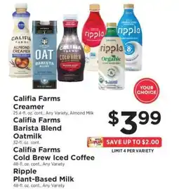 ShopRite Califia Farms Creamer offer