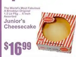 Key Food Junior's Cheesecake offer