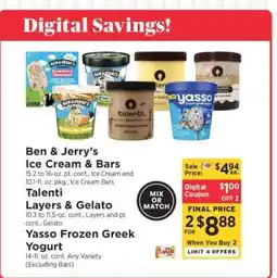 ShopRite Ben & Jerry’s Ice Cream & Bars, Talenti Layers & Gelato, Yasso Frozen Greek Yogurt offer