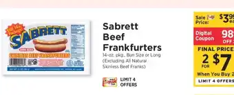 ShopRite Sabrett Beef Frankfurters offer