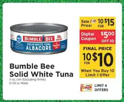 ShopRite Bumble Bee Solid White Tuna offer